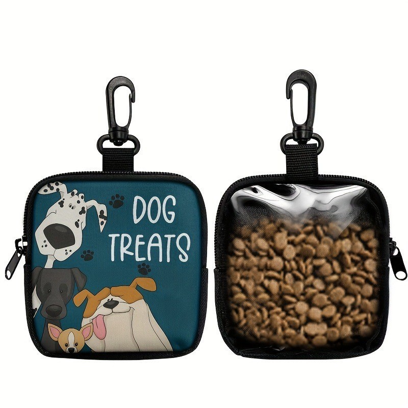 Food Snacks For Hiking - กระเป๋าใส่ขนมสุนัขแบบพกพาพร้อมซิป ลายการ์ตูนน่ารัก พร้อมคลิปหนีบสำหรับพาสุนัขเดินป่า