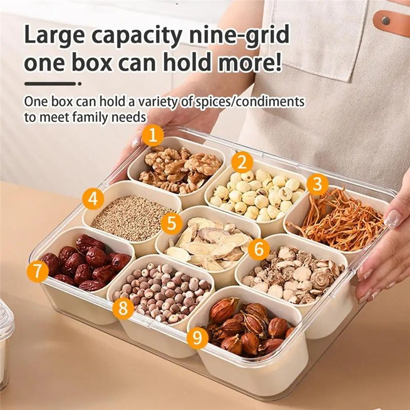 ถาดแบ่งช่อง 9 ช่องพร้อมฝาปิด ก - Food Snacks Box บทวิจารณ์และราคา