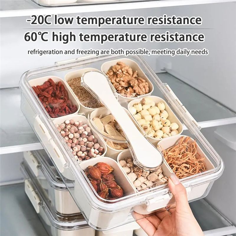 ถาดแบ่งช่อง 9 ช่องพร้อมฝาปิด ก - Food Snacks Box บทวิจารณ์และราคา
