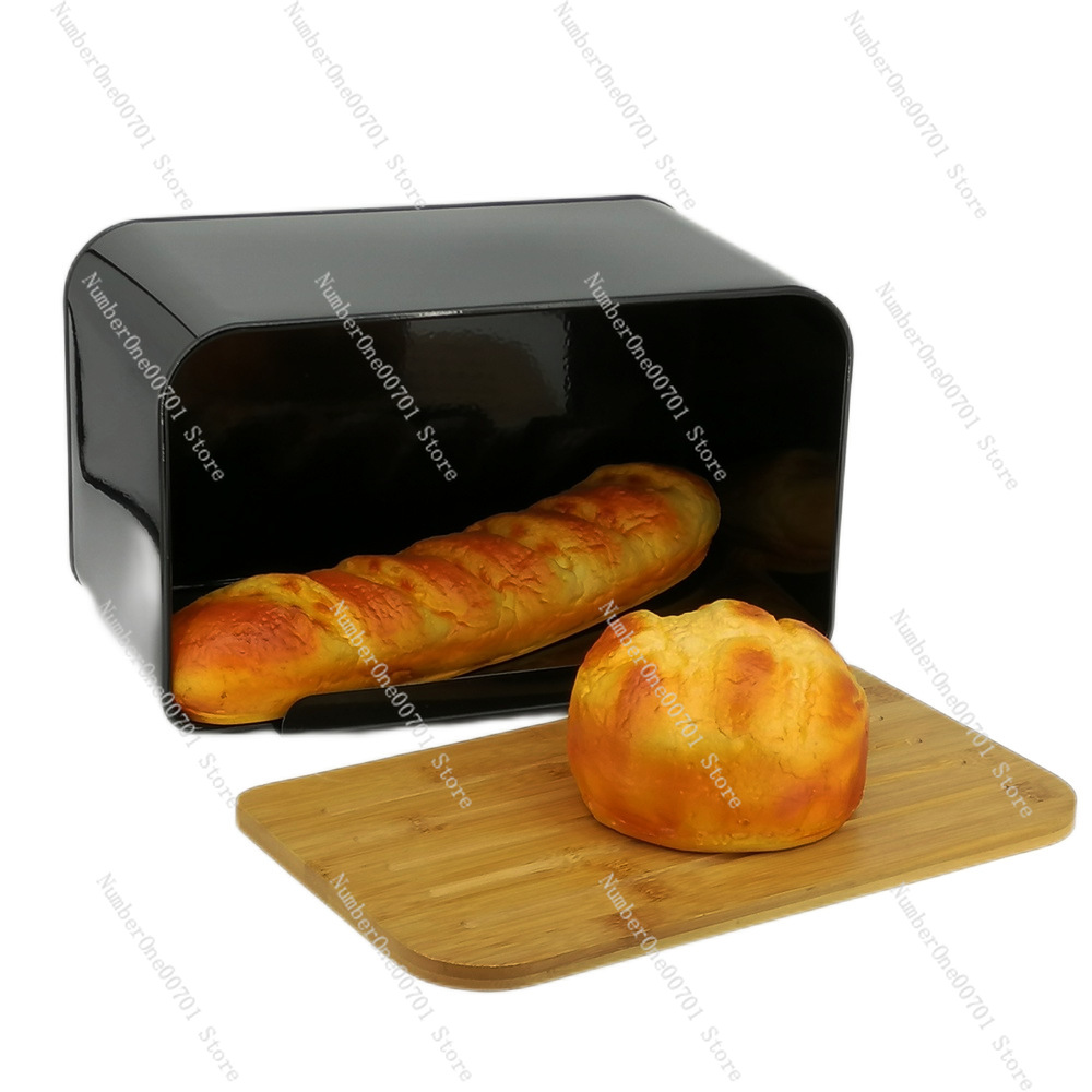กล่องใส่ขนมปังในครัวพร้อมฝาไม้ - Food Snacks Box บทวิจารณ์และราคา
